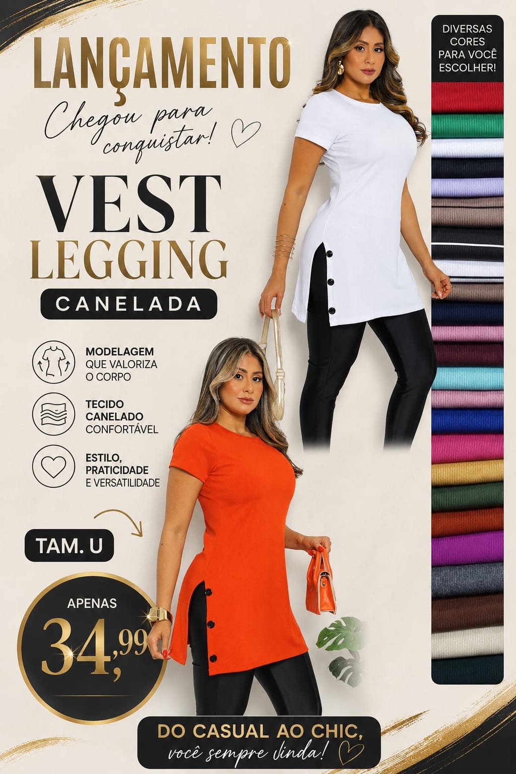 Blusa Vest Legging Canelada