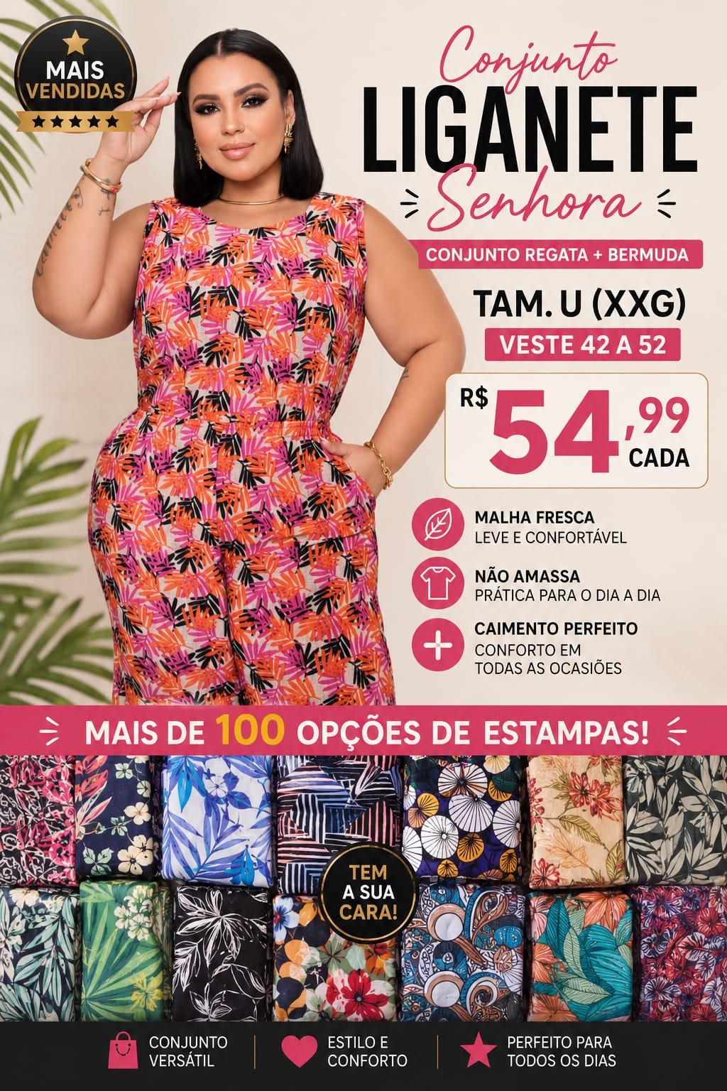 Conjunto Regata e Bermuda Malha Fria