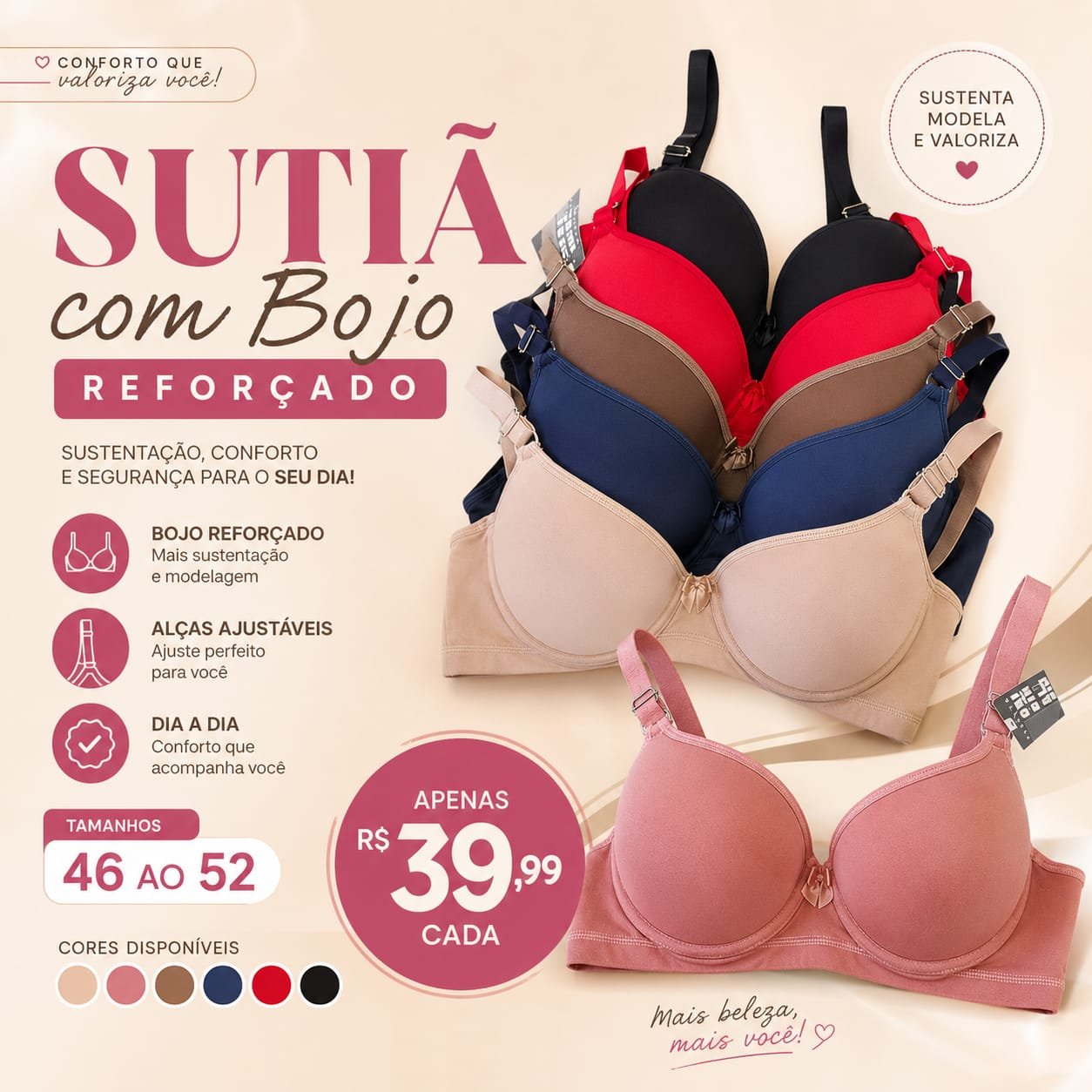 Sutiã Reforçado com Bojo Plus Size