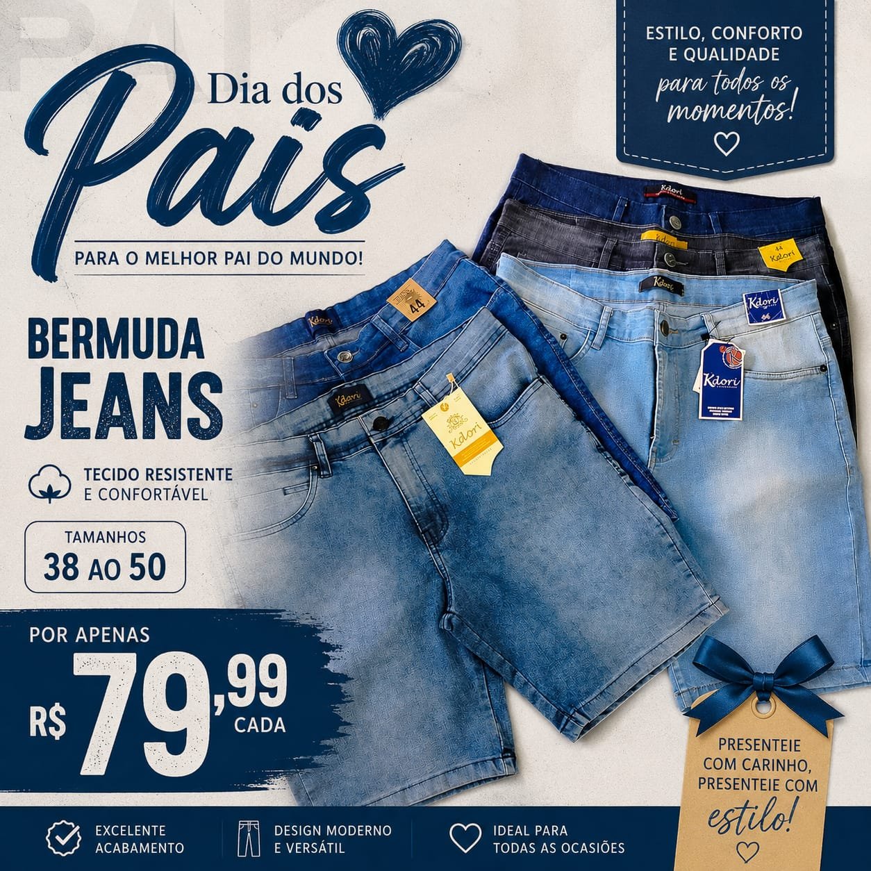 Bermuda Jeans c/ lycra