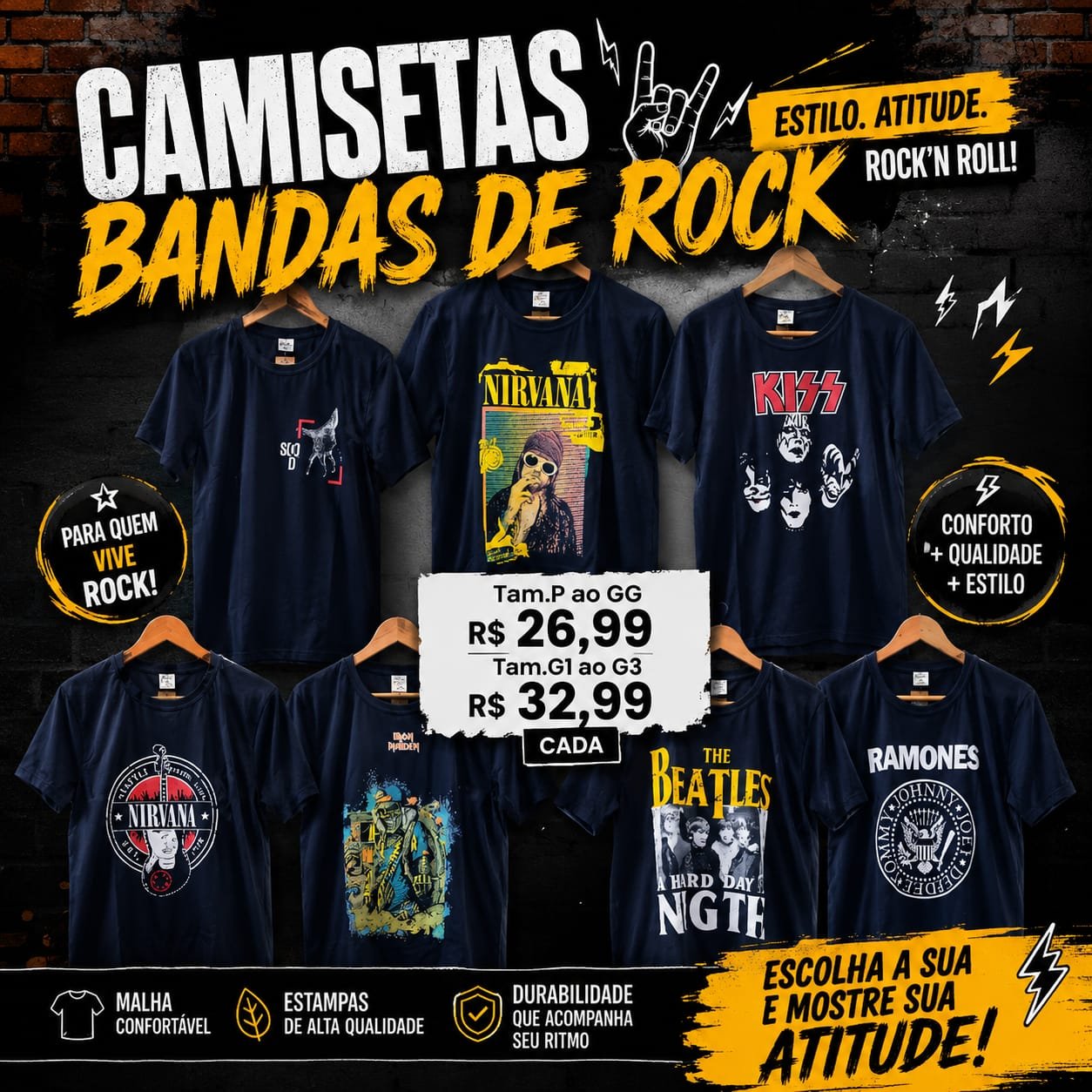 Camiseta Bandas de Rock