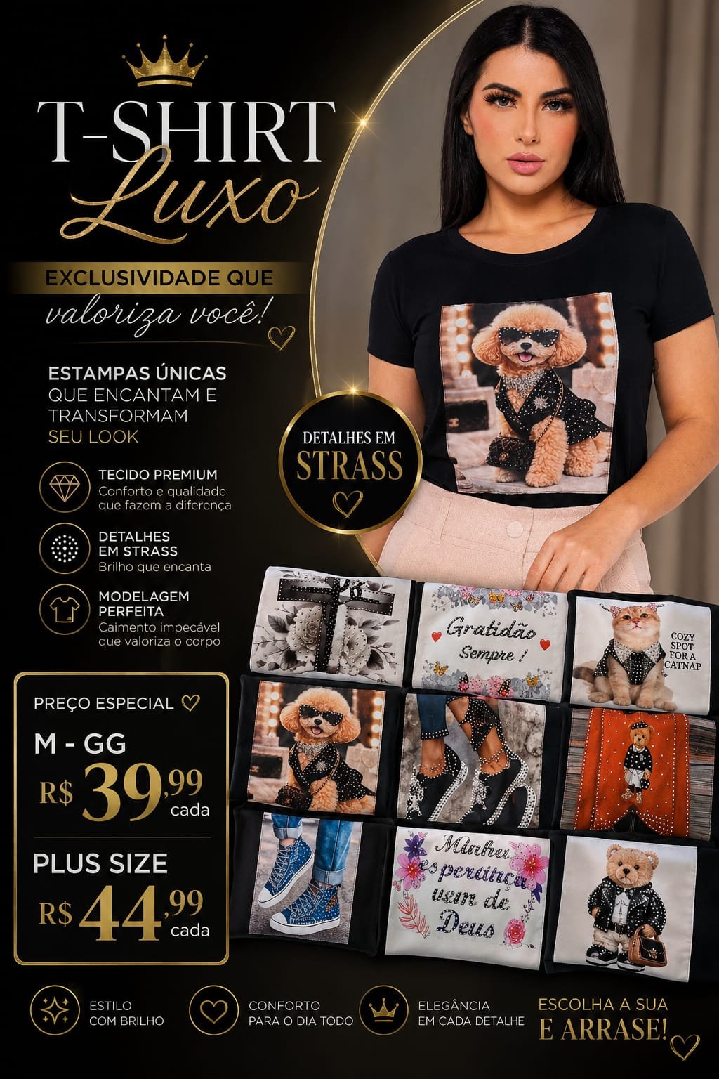 T-shirt Luxo com Strass