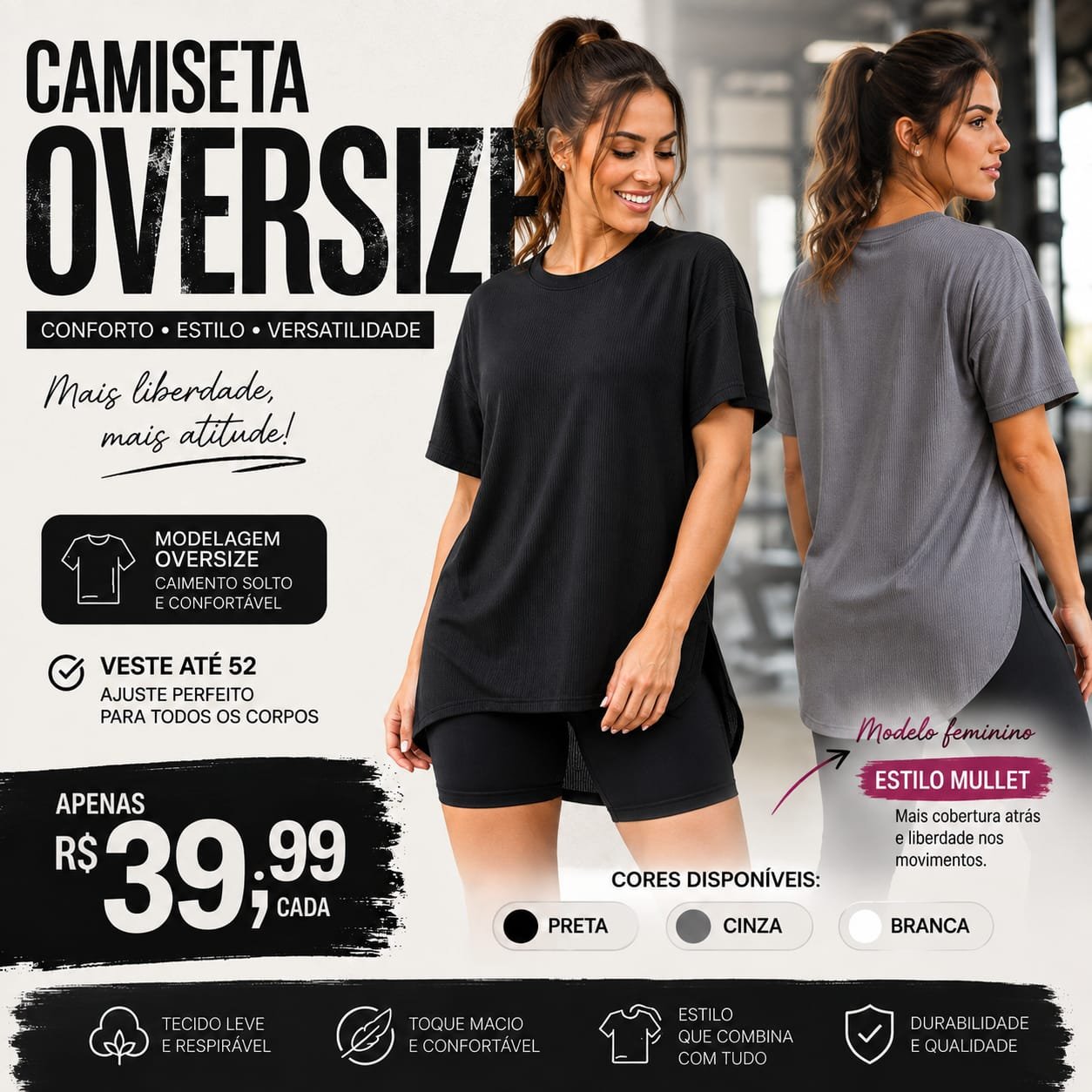 Camiseta Over Size Dry Fit